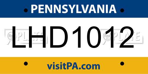 LHD1012 Pennsylvania License Plate