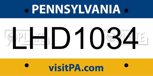LHD1034 Pennsylvania License Plate