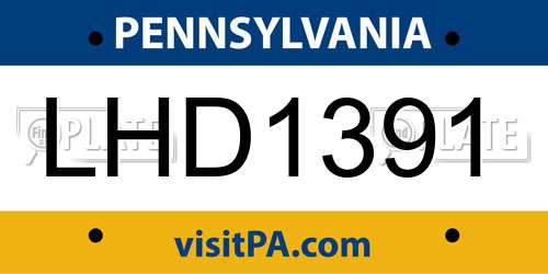 LHD1391 Pennsylvania License Plate