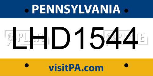 LHD1544 Pennsylvania License Plate