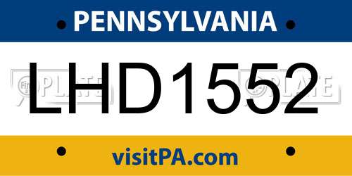 LHD1552 Pennsylvania License Plate