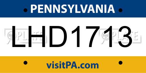 LHD1713 Pennsylvania License Plate