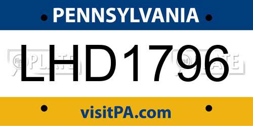 LHD1796 Pennsylvania License Plate