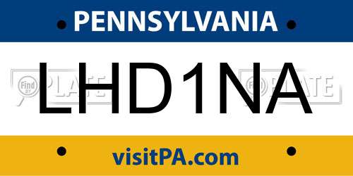 LHD1NA Pennsylvania License Plate