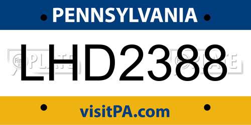 LHD2388 Pennsylvania License Plate