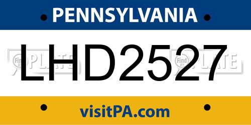 LHD2527 Pennsylvania License Plate
