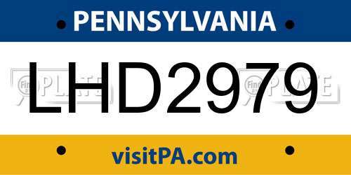 LHD2979 Pennsylvania License Plate