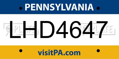 LHD4647 Pennsylvania License Plate