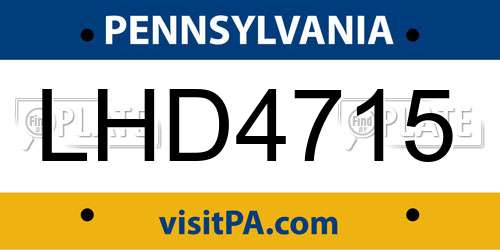 LHD4715 Pennsylvania License Plate