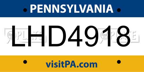 LHD4918 Pennsylvania License Plate