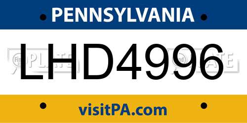 LHD4996 Pennsylvania License Plate