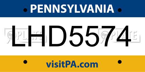 LHD5574 Pennsylvania License Plate