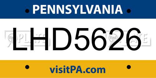 LHD5626 Pennsylvania License Plate
