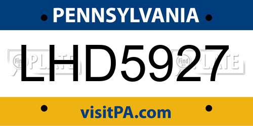 LHD5927 Pennsylvania License Plate
