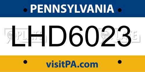 LHD6023 Pennsylvania License Plate