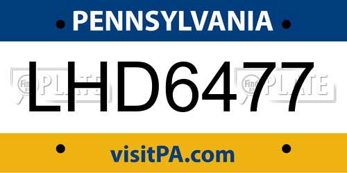 LHD6477 Pennsylvania License Plate