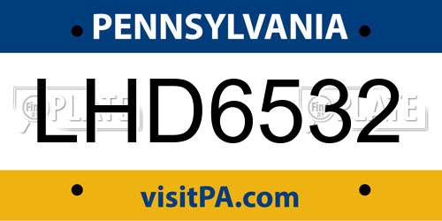 LHD6532 Pennsylvania License Plate