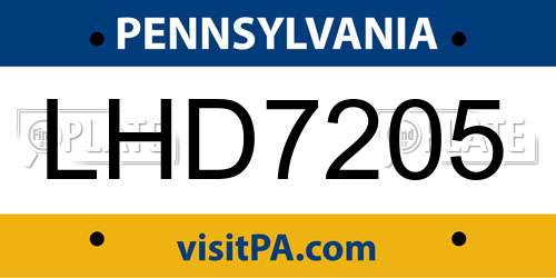 LHD7205 Pennsylvania License Plate