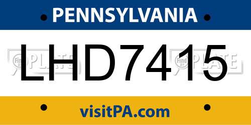 LHD7415 Pennsylvania License Plate