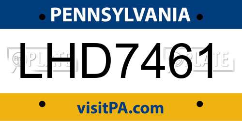 LHD7461 Pennsylvania License Plate
