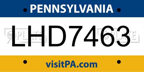 LHD7463 Pennsylvania License Plate