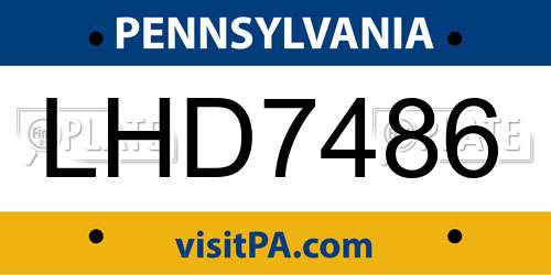 LHD7486 Pennsylvania License Plate