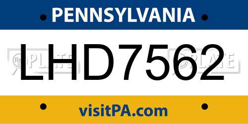 LHD7562 Pennsylvania License Plate