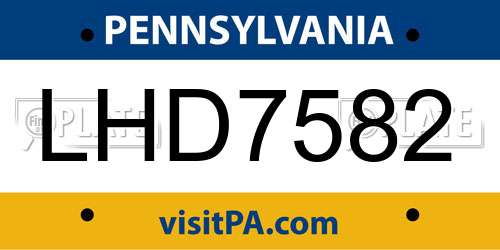 LHD7582 Pennsylvania License Plate