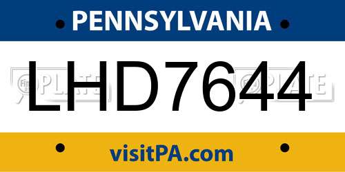 LHD7644 Pennsylvania License Plate