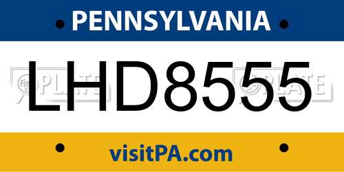 LHD8555 Pennsylvania License Plate