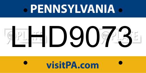 LHD9073 Pennsylvania License Plate