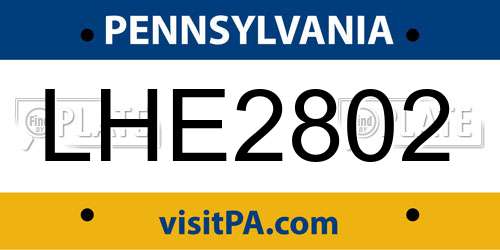 LHE2802 Pennsylvania License Plate