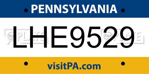 LHE9529 Pennsylvania License Plate