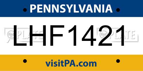 LHF1421 Pennsylvania License Plate