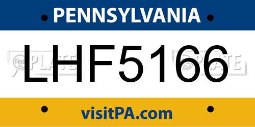 LHF5166 Pennsylvania License Plate