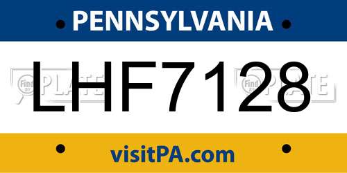 LHF7128 Pennsylvania License Plate