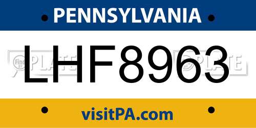 LHF8963 Pennsylvania License Plate