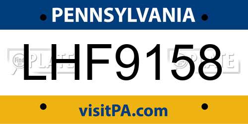 LHF9158 Pennsylvania License Plate