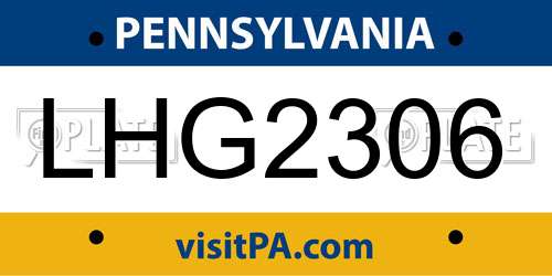 LHG2306 Pennsylvania License Plate
