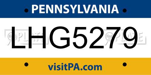 LHG5279 Pennsylvania License Plate