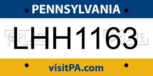 LHH1163 Pennsylvania License Plate