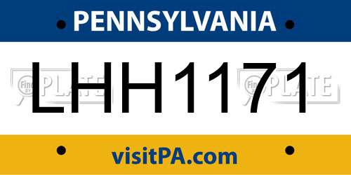 LHH1171 Pennsylvania License Plate