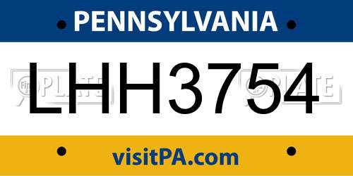 LHH3754 Pennsylvania License Plate