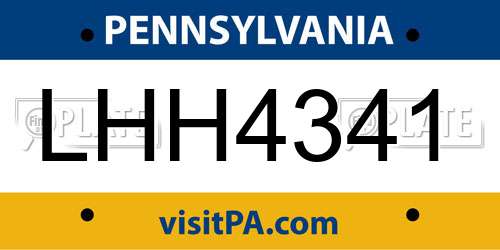 LHH4341 Pennsylvania License Plate