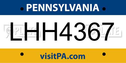 LHH4367 Pennsylvania License Plate