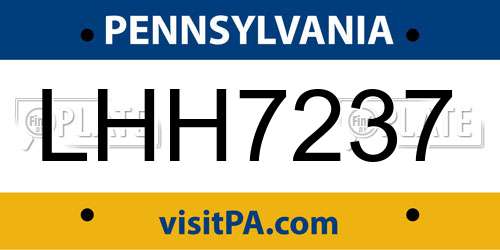 LHH7237 Pennsylvania License Plate
