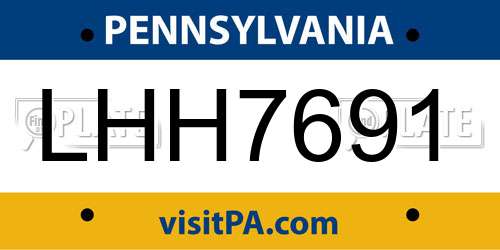 LHH7691 Pennsylvania License Plate