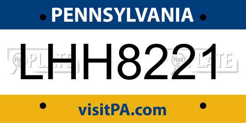 LHH8221 Pennsylvania License Plate
