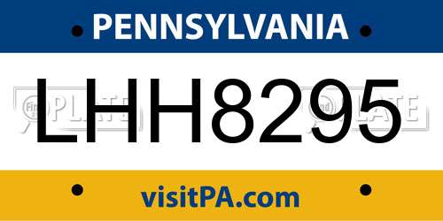 LHH8295 Pennsylvania License Plate