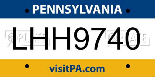 LHH9740 Pennsylvania License Plate